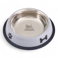 Миска с нескользящим основанием с принтом, 445 мл, серая Миска с нескользящим основанием с принтом, 445 мл, серая