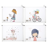 Папка-конверт на молнии формат А4, 180 мкр, прозрачная с рисунком "Девочки", МИКС Папка-конверт на молнии формат А4, 180 мкр, прозрачная с рисунком "Девочки", МИКС