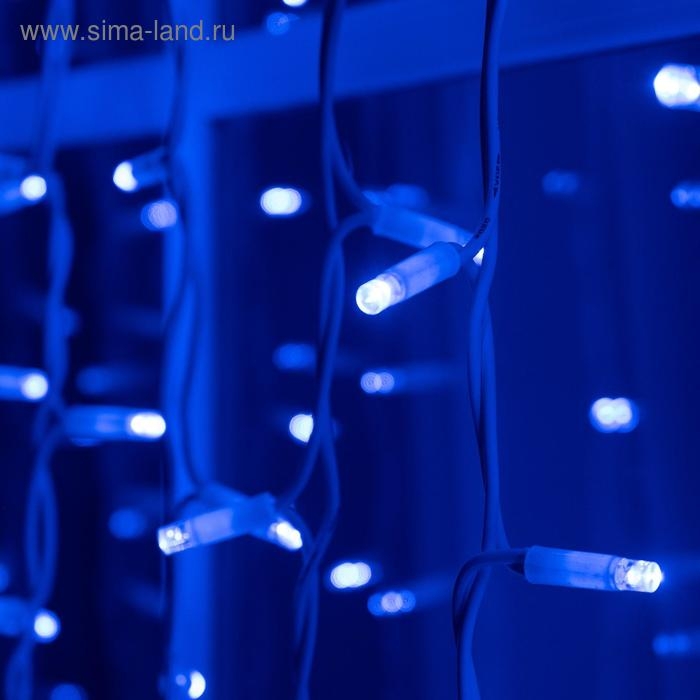 Гирлянда Гирлянда "Занавес" 2 х 3 м , IP65, УМС, белая нить каучук, 600 LED, свечение синее, 220 В