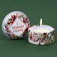 Новогодняя Свеча новогодняя в железной банке &laquo;Новый год: Олененок&raquo;, аромат карамель, диам. 4,8 см