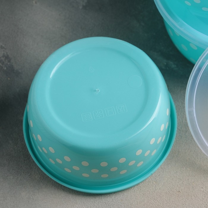 Набор ланч-боксов пластиковых «Горошек», 5 шт: d=22, 19, 16, 13,5, 11,5 см, цвет МИКС Набор ланч-боксов пластиковых «Горошек», 5 шт: d=22, 19, 16, 13,5, 11,5 см, цвет МИКС