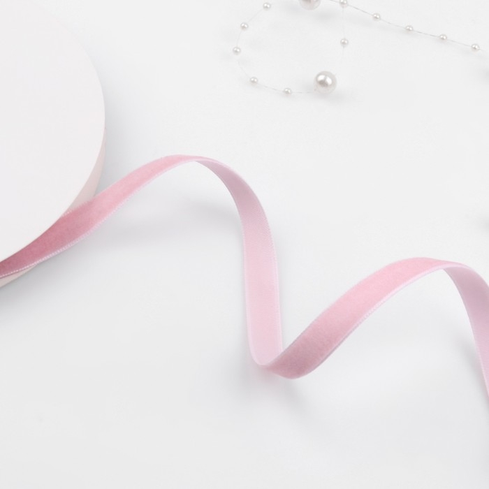 Лента бархатная, 10 мм, 18 ± 1 м, цвет розовый №08 Лента бархатная, 10 мм, 18 ± 1 м, цвет розовый №08