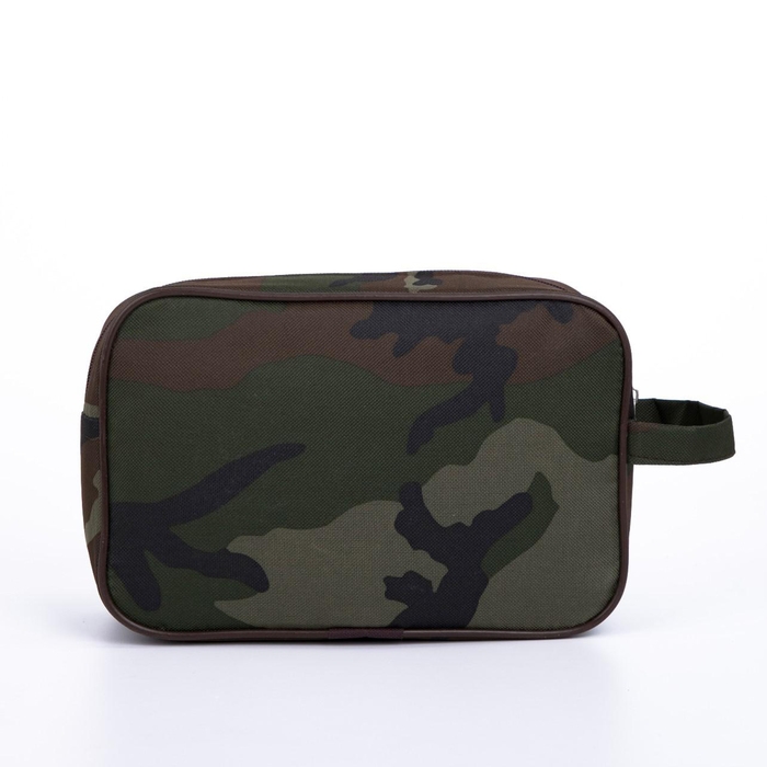 Косметичка на молнии, наружный карман, цвет хаки Косметичка на молнии, наружный карман, цвет хаки