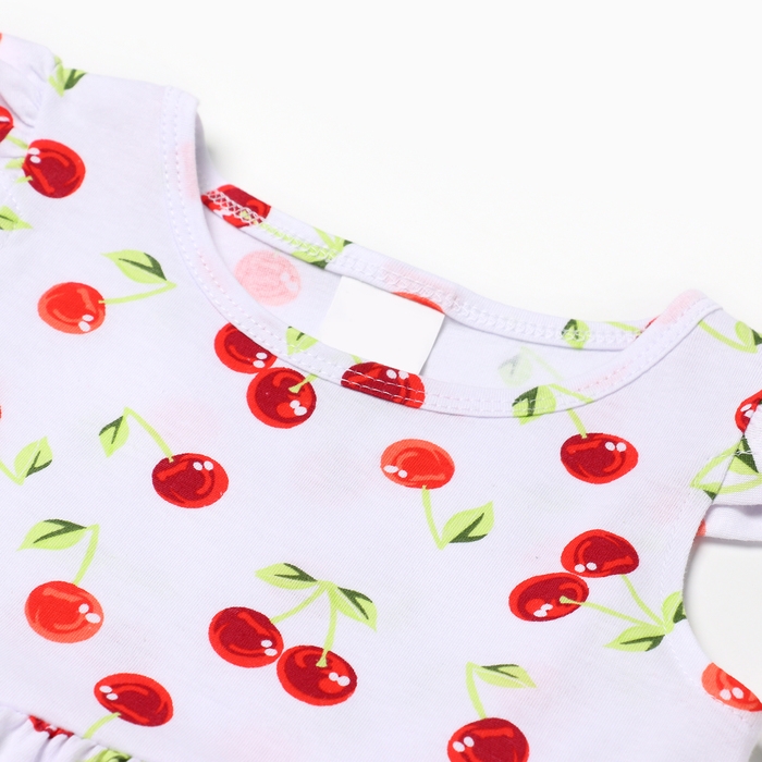 Платье для девочки "Вишни", цвет белый, рост 98-104