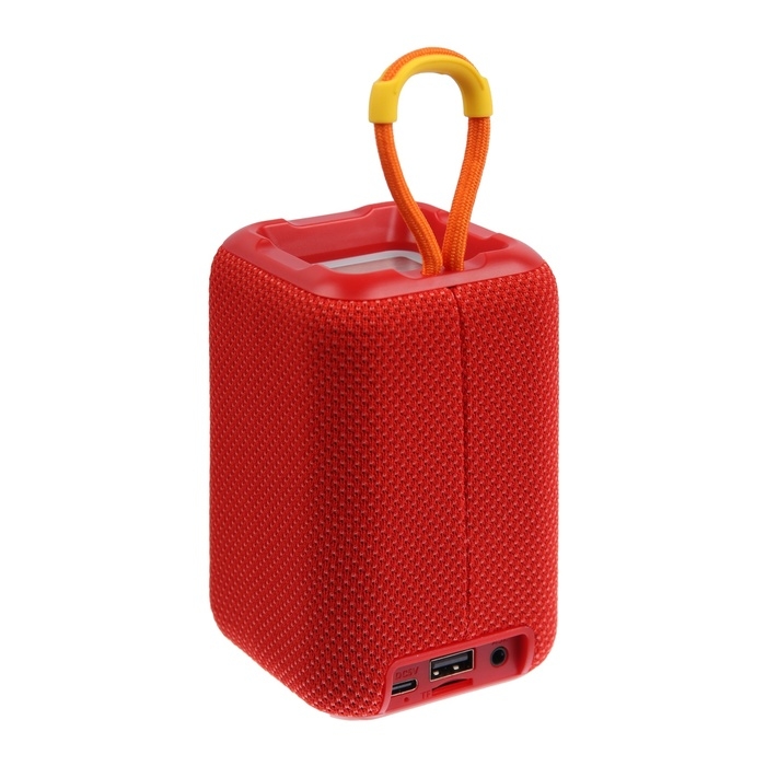 Портативная колонка F68, 5 Вт, 600 мАч, подсветка. micro SD, красная