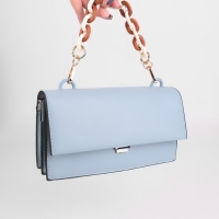 Цепочка для сумки, пластиковая, с карабинами, 24 &times; 18 мм, 30 см, цвет коричневый/белый/золотой