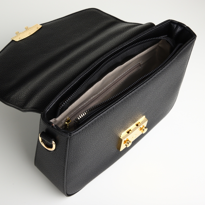 Сумка женская на клапане, TEXTURA, маленький размер, цвет чёрный Сумка женская на клапане, TEXTURA, маленький размер, цвет чёрный