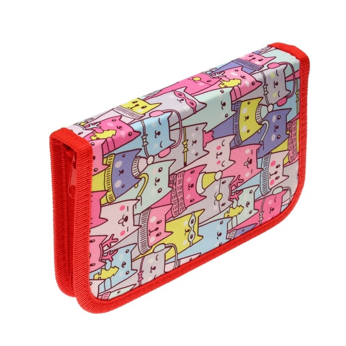 Пенал школьный Пенал школьный "Котики", 13 х 19,5 см, на молнии, 1 секция, с наполнением, ткань