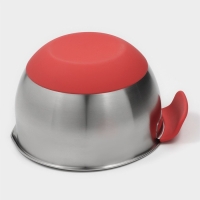 Миска из нержавеющей стали, 2 л, 22×19×11,5 см, с противоскользящим дном и мерной шкалой, силиконовая ручка Миска из нержавеющей стали, 2 л, 22×19×11,5 см, с противоскользящим дном и мерной шкалой, силиконовая ручка