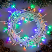 Гирлянда &laquo;Нить&raquo; 10 м, IP20, белая нить, 100 LED, свечение мульти, 8 режимов, 220 В
