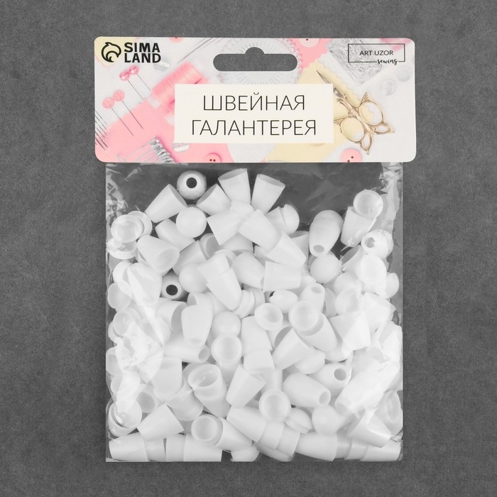 Набор наконечников для шнура, d = 4 мм, 20 &times; 12 мм, 100 шт, цвет белый