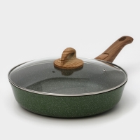 Сковорода Доляна &laquo;Форест&raquo;, d=28 см, стеклянная крышка, съёмная ручка, антипригарное покрытие