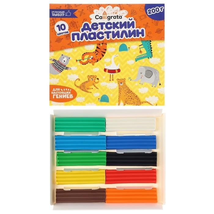 Пластилин Calligrata, 10 цветов, 200 г Пластилин Calligrata, 10 цветов, 200 г