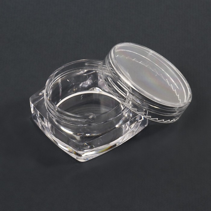 Набор баночек для декора, 12 шт, в органайзере, квадратные, 4 мл, 12 &times; 10 &times; 2 см, цвет прозрачный