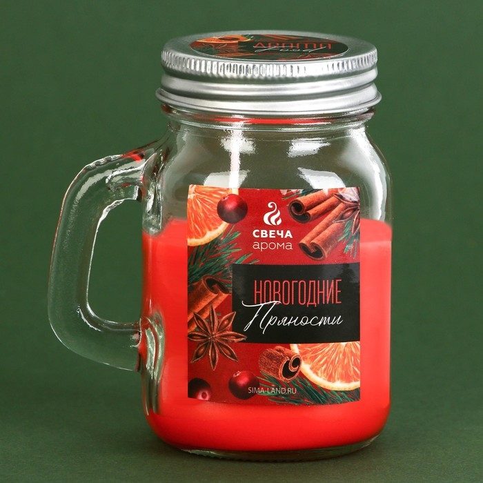 Новогодняя свеча в банке с ручкой &laquo;Пряности&raquo;, корица