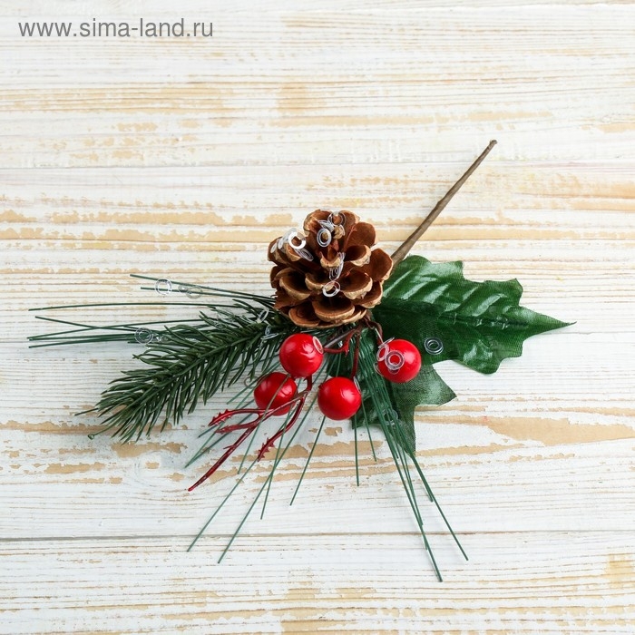 Декор "Зимняя магия" хвоя шишка ягоды 19 см