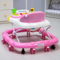 Ходунки &laquo;Улыбка&raquo;, 8 силик. колес, съемная панель, муз., свет, игрушки, розовый