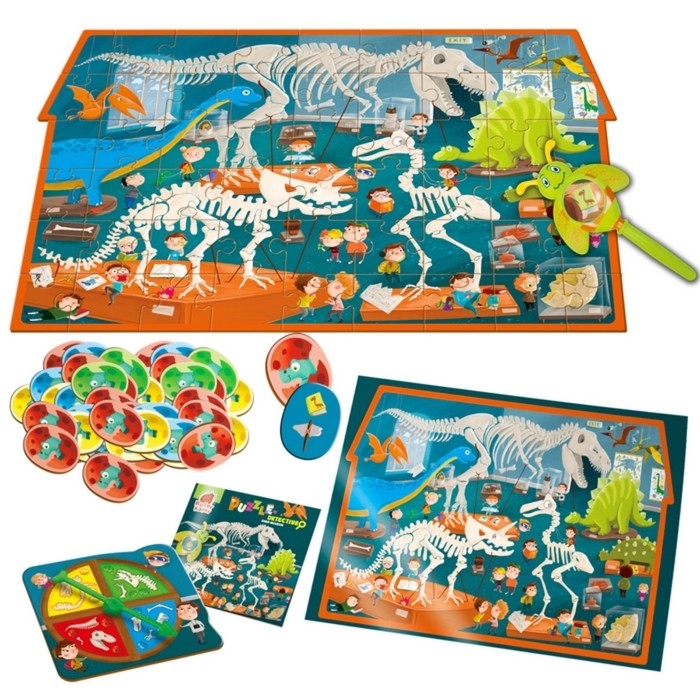 Пазл-детектив &laquo;Музей динозавров&raquo;, лупа, 24 фишки, 54 элемента