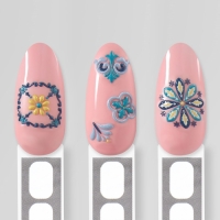 Наклейки для ногтей «Витраж», объёмные, цвет голубой/жёлтый/зелёный Наклейки для ногтей «Витраж», объёмные, цвет голубой/жёлтый/зелёный