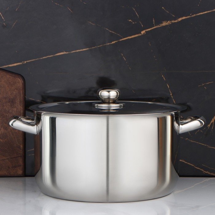 Кастрюля цельнотянутая &laquo;Профи&raquo;, 9 л, d=28 см, металлическая крышка