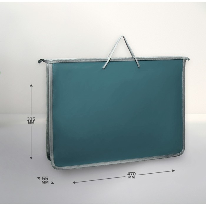 Папка для чертежей и рисунков А3, 470 х 335 х 55 мм, с ручками, пластиковая, молния сверху, Папка для чертежей и рисунков А3, 470 х 335 х 55 мм, с ручками, пластиковая, молния сверху, "Офис"