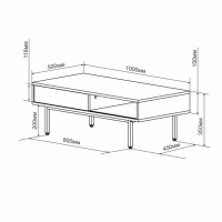 Стол журнальный Bergen, 100х50х35 см, дуб крафт золотой, белый