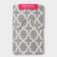 Набор ковриков для ванной и туалета Доляна &laquo;Трафарет&raquo;, 2 шт, 40&times;50, 50&times;80 см, цвет серый