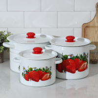 Набор кастрюль &laquo;Клубника садовая&raquo;, 3 предмета: 3,5 л, 5,5 л, 8 л, индукция