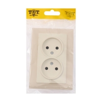 Розетка двухместная TOT Matte Glass, 10 А, скрытая, без з/к, стекло, бежевая Розетка двухместная TOT Matte Glass, 10 А, скрытая, без з/к, стекло, бежевая