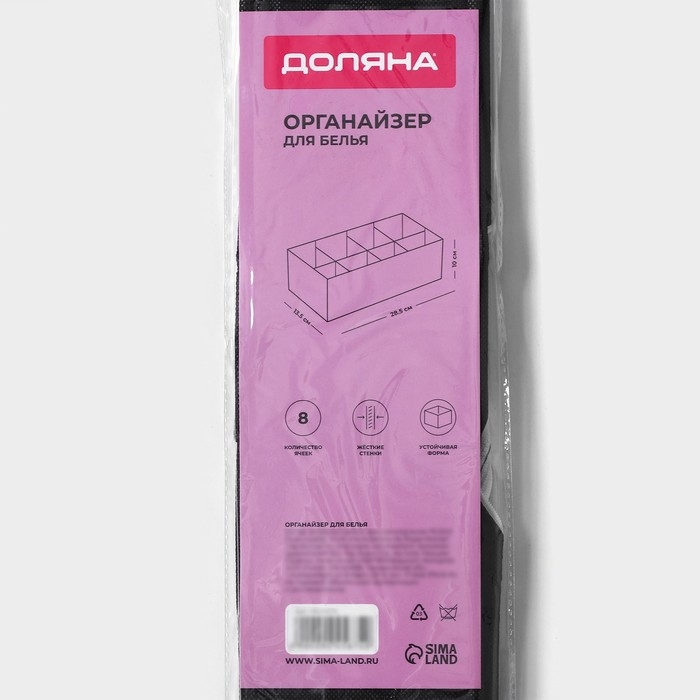 Органайзер для хранения белья Доляна &laquo;Смарт&raquo;, 8 ячеек, 28,5&times;13,5&times;10 см, цвет чёрный