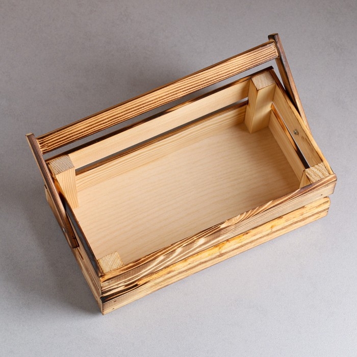 Кашпо деревянное 24.5&times;13.5&times;9 см "Двушка Лайт", двухреечное, обжиг Дарим Красиво