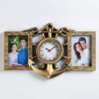 Часы настенные интерьерные, фоторамка - коллаж "Якорь", бесшумные, 42 х 27 см, d-12 см Часы настенные интерьерные, фоторамка - коллаж "Якорь", бесшумные, 42 х 27 см, d-12 см