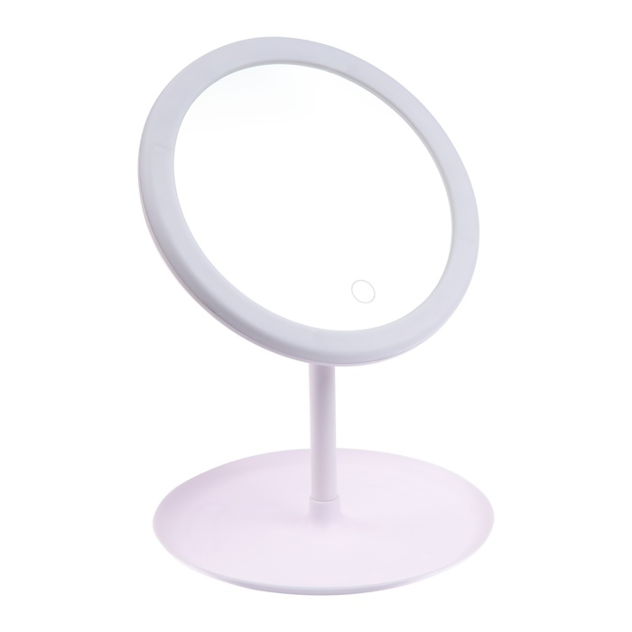 Зеркало KZ-09, подсветка, настольное, АКБ, 2500 мАч, 3 режима, поворот 90&deg;, белое