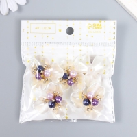 Декор для творчества пластик "Белая фиалка" перламутр, жемчужины 3,8х3,5х1,2 см Декор для творчества пластик "Белая фиалка" перламутр, жемчужины 3,8х3,5х1,2 см