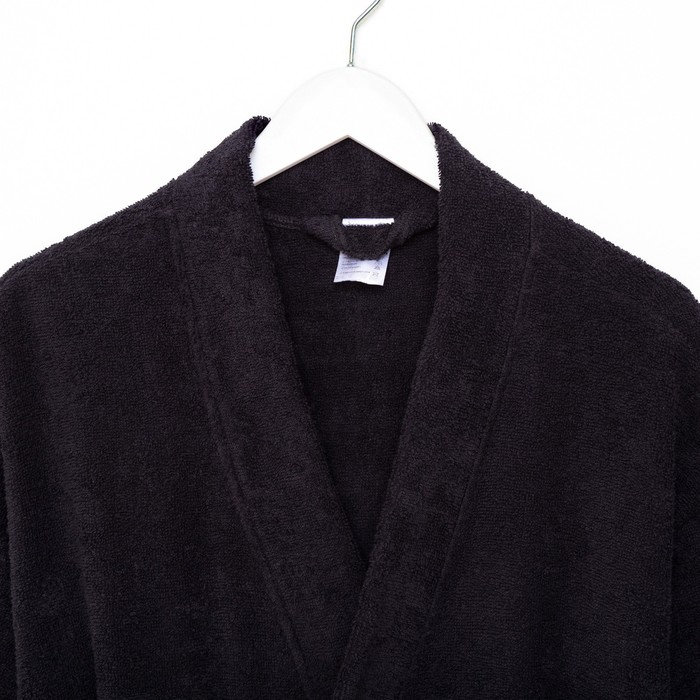 Халат махровый Экономь и Я, мужской размер 48-50 цвет чёрный, 100% хлопок с AIRO, 320 г/м2