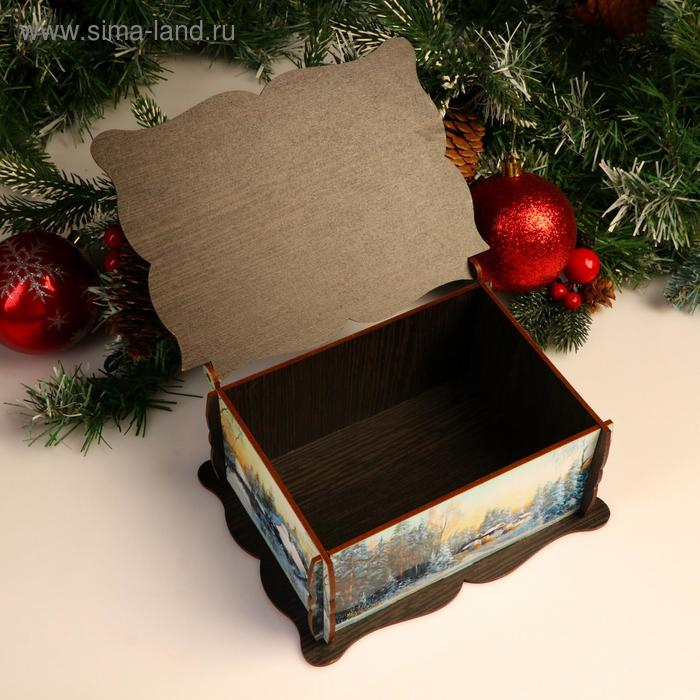 Шкатулка большая новогодняя Шкатулка большая новогодняя "Снегири. С Новым годом!", микс, 20х15х8,5 см