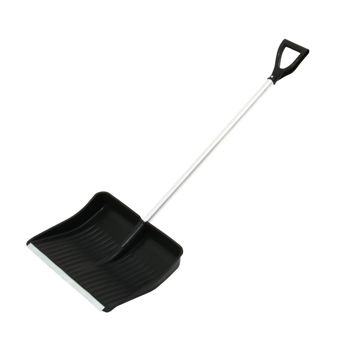 Лопата пластиковая, ковш 410 &times; 515 мм, с оцинкованной планкой, алюминиевый черенок