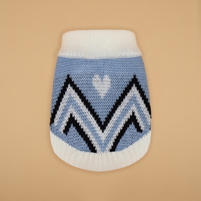 Свитер "Волна", XS (ДС 17, ОШ 17, ОГ 23-37 см), голубой