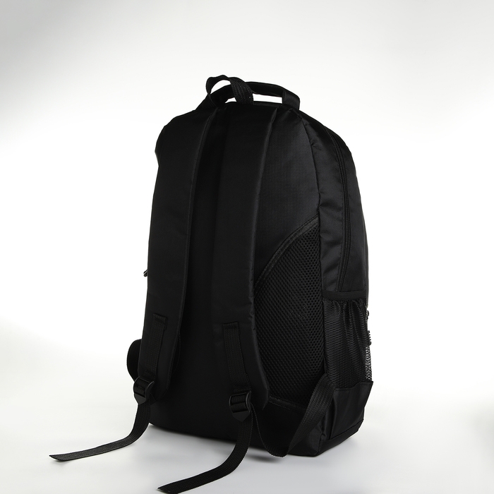 Рюкзак школьный из текстиля на молнии, 4 кармана, цвет чёрный/оранжевый