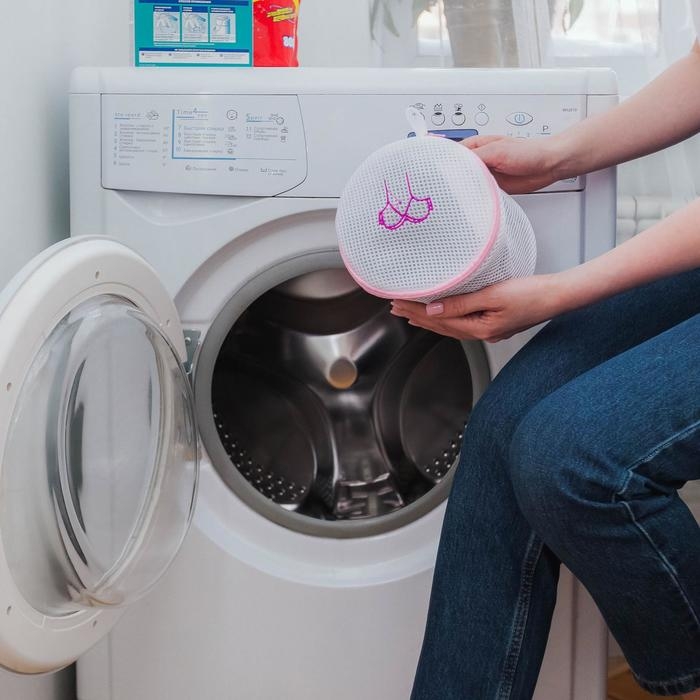 Мешок для стирки бюстгальтеров Доляна, 16&times;16&times;16 см, трёхслойный, крупная сетка, цвет белый