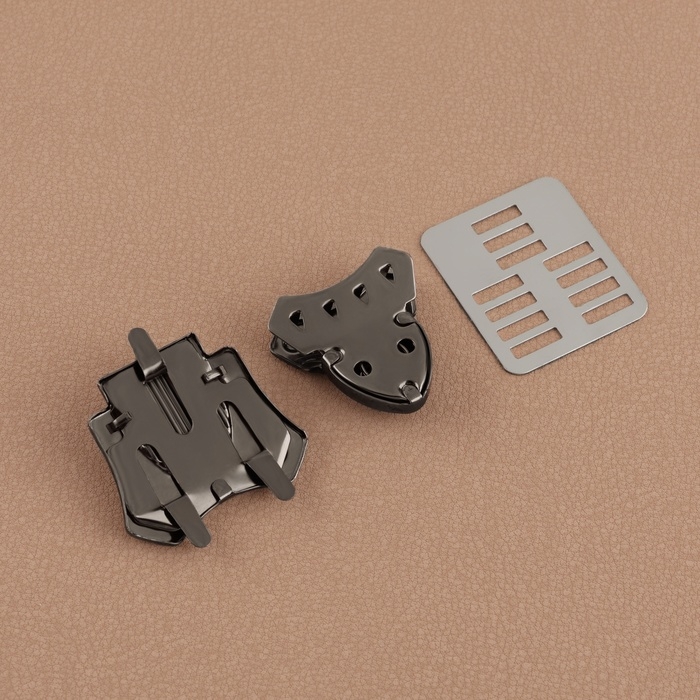 Застёжка для сумки, 4 &times; 4,2 см, цвет чёрный никель