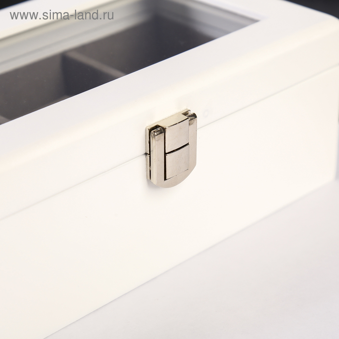 Шкатулка дерево 2 отделения под часы и бижутерию Шкатулка дерево 2 отделения под часы и бижутерию "Стиль" белая 10,5х7х19,2 см