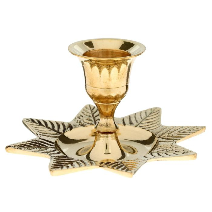 Подсвечник Подсвечник "Листок" на 1 свечу, латунь 9,5х9,5х6 см