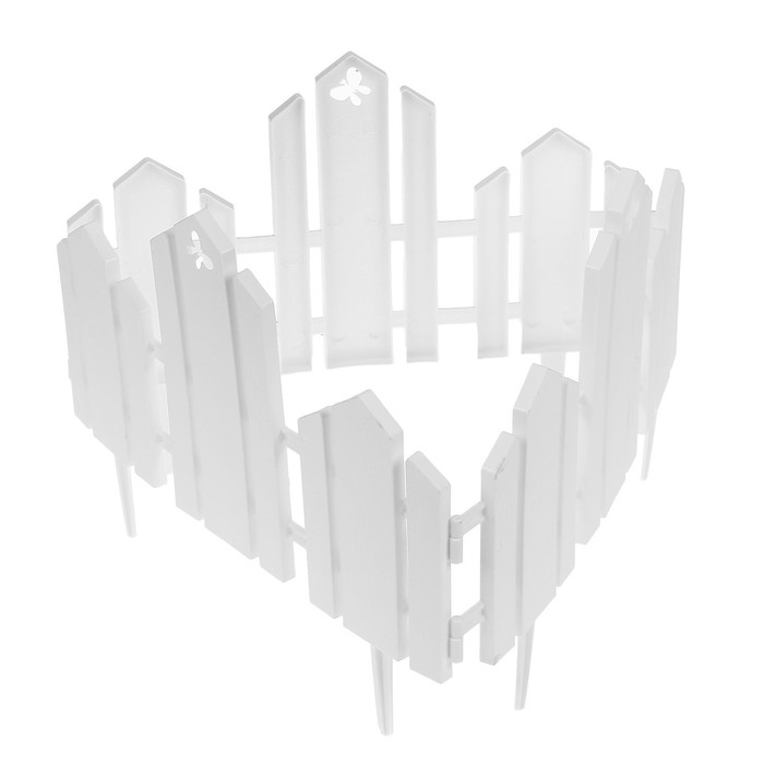 Ограждение декоративное, 25 &times; 170 см, 5 секций, пластик, белое, &laquo;Чудный сад&raquo;