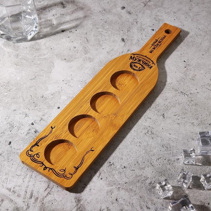 Доска сервировочная для подачи шотов, дерево &laquo;Настоящий мужчина&raquo;, 9.8х39.3 см