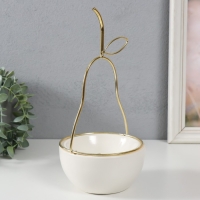 Сувенир керамика, металл подставка "Груша" белая с золотом 13х13х25,5 см Сувенир керамика, металл подставка "Груша" белая с золотом 13х13х25,5 см