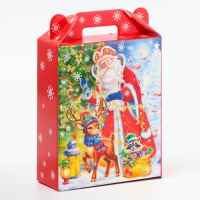 Новый год. Подарочная коробка Новогодняя Подарок "Улыбка" с анимацией 16,8 х 6,8 х 20, 9 см.