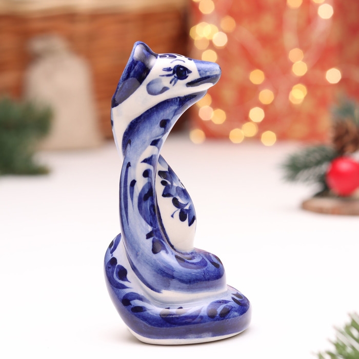 Сувенир "Змея", №4, гжель, 11 см