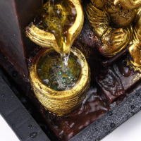 Фонтан настольный от сети "Золотой ганеша у водопада, греческий узор" 35х20х25 см Фонтан настольный от сети "Золотой ганеша у водопада, греческий узор" 35х20х25 см