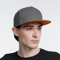 Бейсболка Foreside с прямым козырьком, серая с коричневым Бейсболка Foreside с прямым козырьком, серая с коричневым